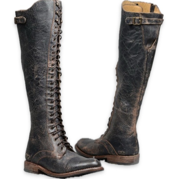 Bed Stu Della Distressed Leather Lace Up Boots - Picture 1 of 17
